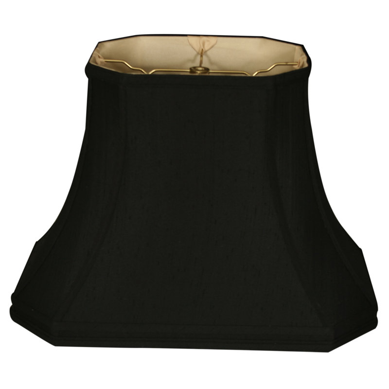 Abat-jour cloche en soie / shantung (araignée), Noir / Blanc cassé, H 11 po x l 16 po x P 10 po