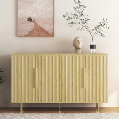 Buffet avec tablettes réglables et panneau cannelé à 4 portes