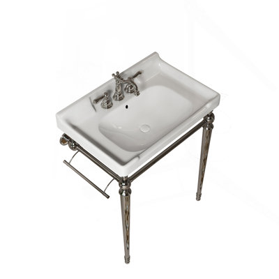 Bathroom Ceramic Basin with 3 pre-drilled hole, NO Cabinet and Faucet, White
