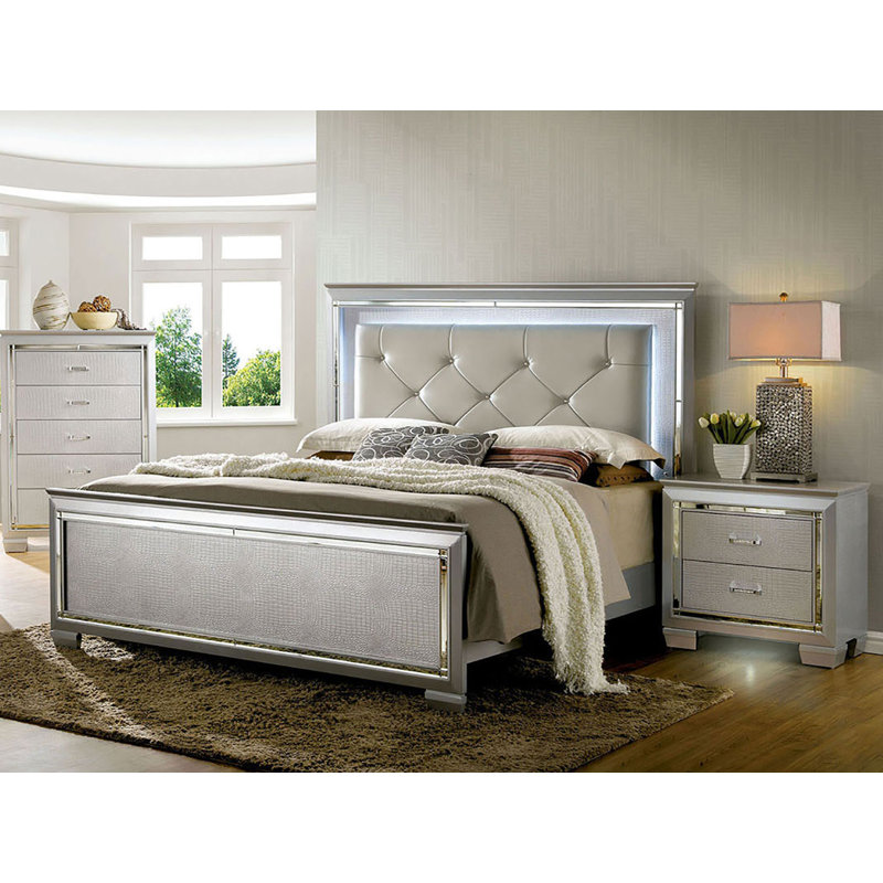 Très grand lit californien, argent, California King, Argent