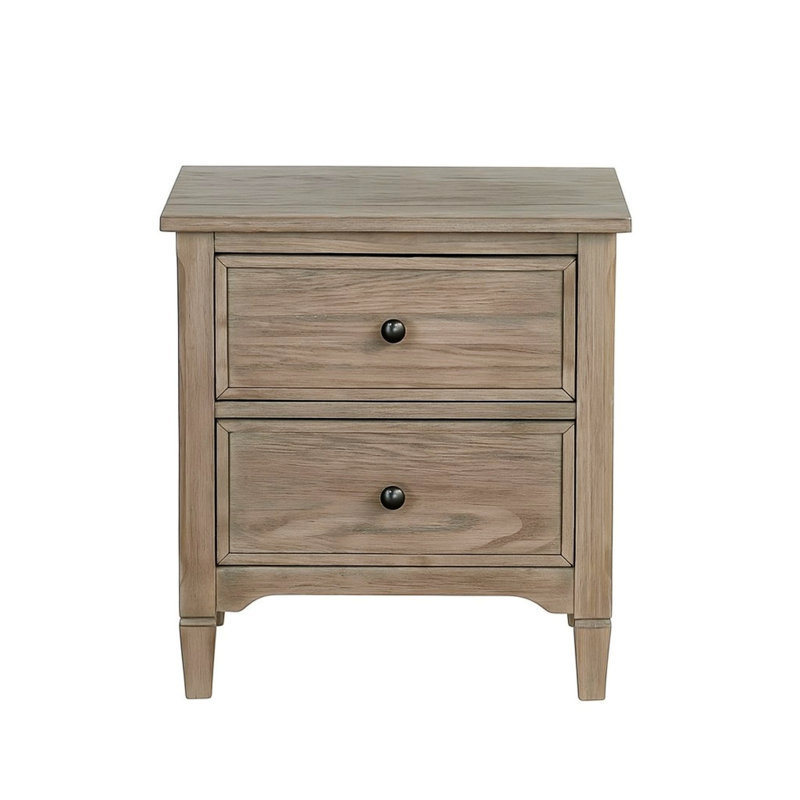 2-Drawer Nightstand With Round Pull Knobs