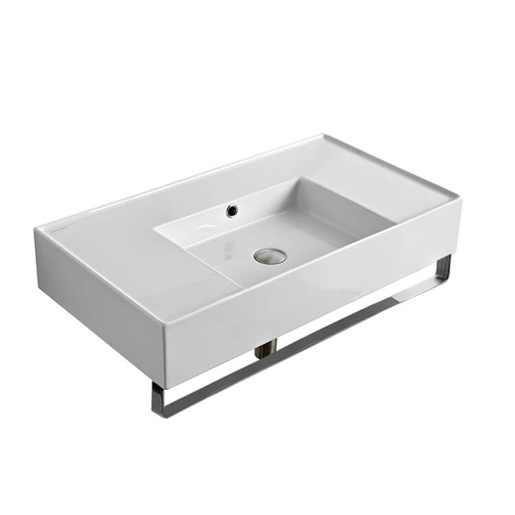 Scarabeo by Nameeks 17.4 " Ceramic Rectangular Bathroom Sink and Overflow Hole, No Hole