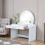 Makeup Vanity Table With Touch Screen Lighted Mirror, Dressing Table With A Drawer And Curved Edges
