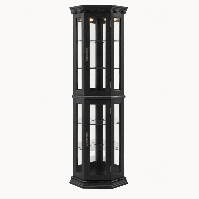 Vitrine d'angle moderne avec verre trempé noir, Noir