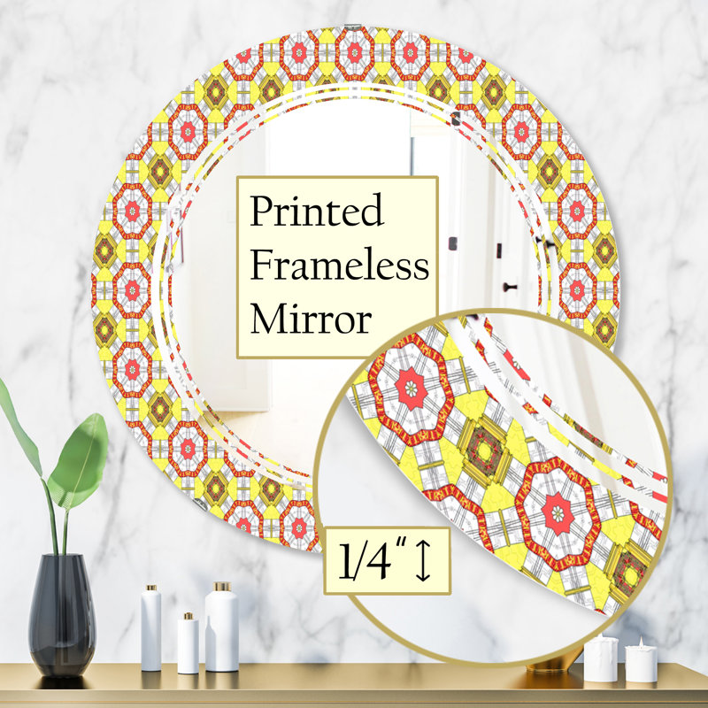 Miroir mural éclectique abstrait à motif kaléidoscope abstract c, 31,5 po x 31,5 po