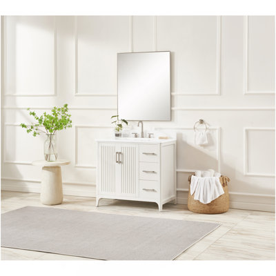 36 Inch Wood Pre-Assembly Bathroom Vanity With US Power--White