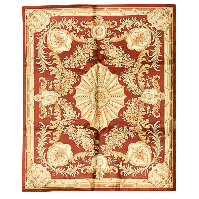 Hand Knotted Wool Area Rug in Wine