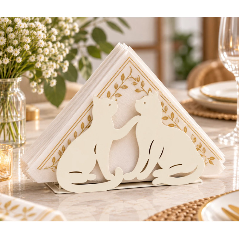 Cat Napkin Holder, White