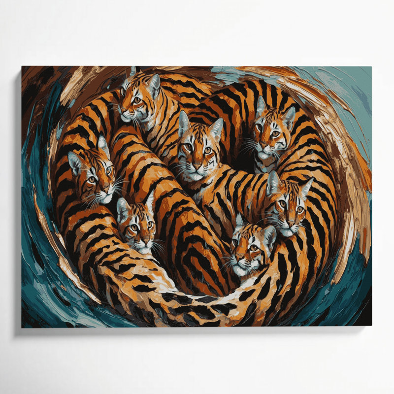 «Cats Toyger», art mural sur toile noire, H 24 po x l 36 po