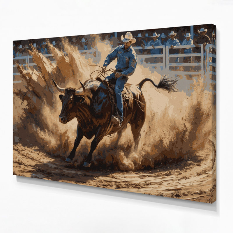 Art mural sur toile brun Sports Rodeo, H 16 po x l 20 po