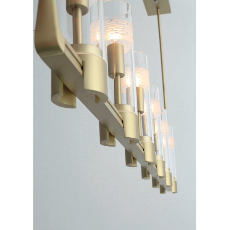 Lustre rectangulaire pour îlot de cuisine double ou simple Light Chamont, Bronze antique clair, Fumée