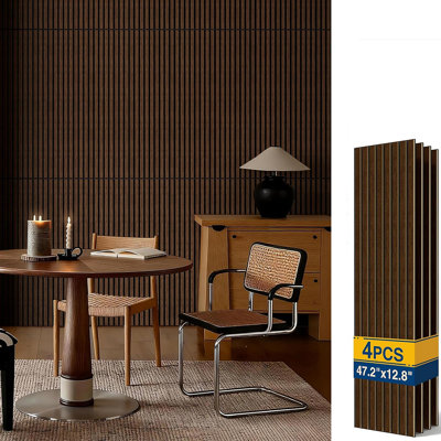 Modern Acoustic Wood Slat Wall Panels 47.2" X 12.8" - Soundproof & Sound Absorbing Panels For Interior Decor, Room Acoustic Treatment, Home Theater And Office Noise Reduction