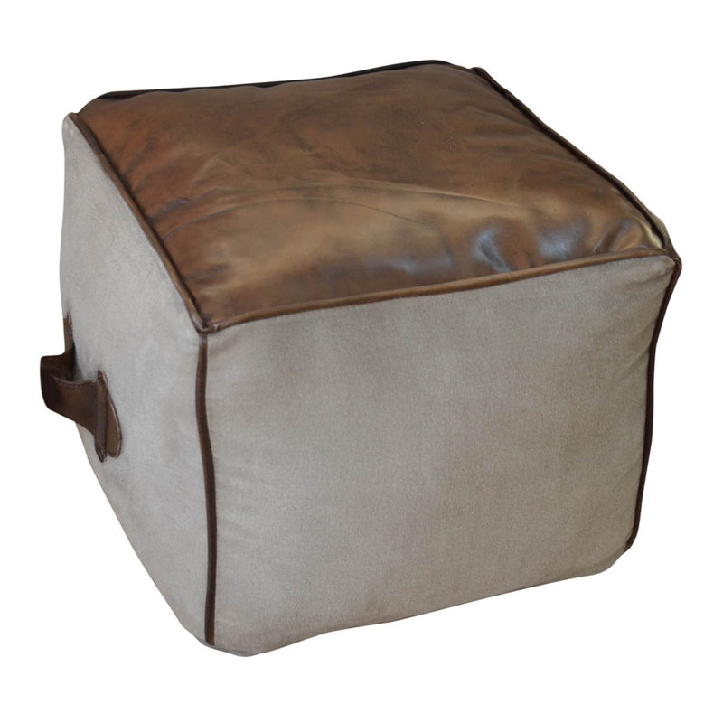Canvas and Leather Pouf NARA 