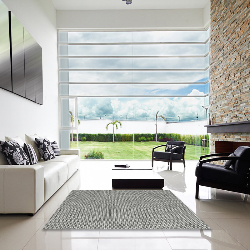 Tapis gris/zone noire contemporaine Hynes, Carré 5 pi