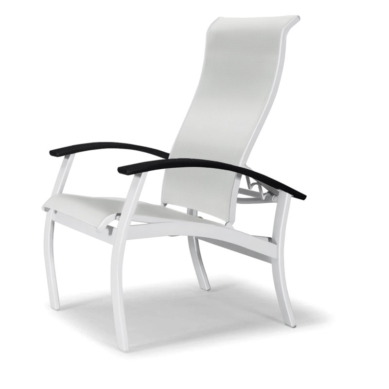 Chaise de patio Askar, Blanc 6D Sunbrella®, Noir, Blanc brillant