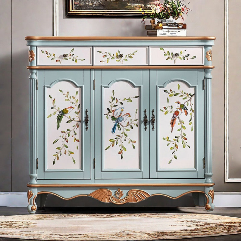 Vintage Simple Painted Wooden Accent Cabinet