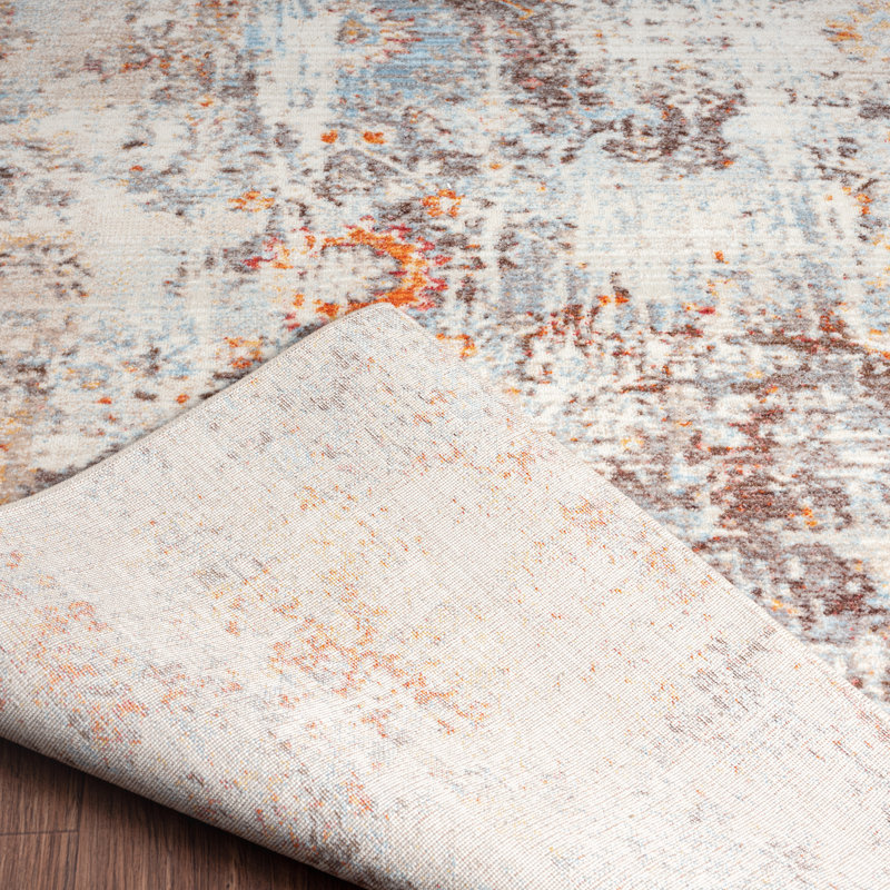C Abstract Area Rug in Ivory, Rectangle 6'3" x 12'5"