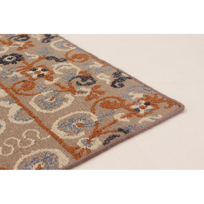 Tapis de zone brun clair en laine sumak handwoven à tissage plat Weyant, Rectangle 3 pi 6 po x 5 pi 6 po