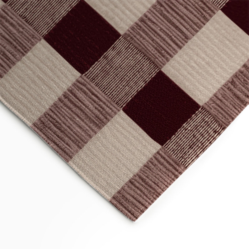 Tapis d'intérieur et d'extérieur à carreaux brun, Rectangle 5 pi x 7 pi
