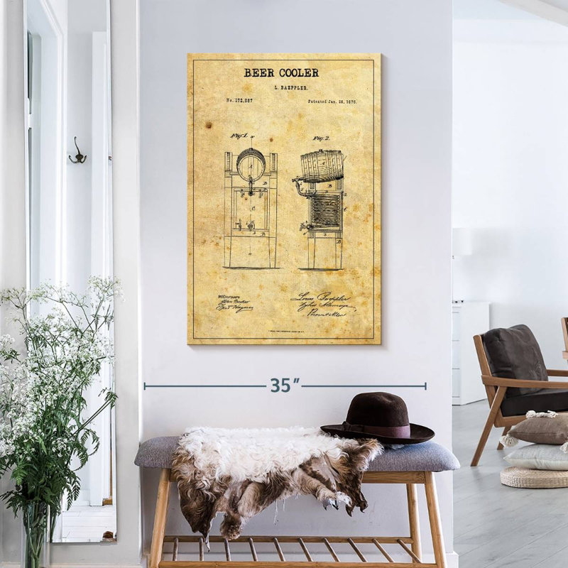 «Beer Cooler», brevet sur toile, H 36 po x l 24 po x P 1,25 po