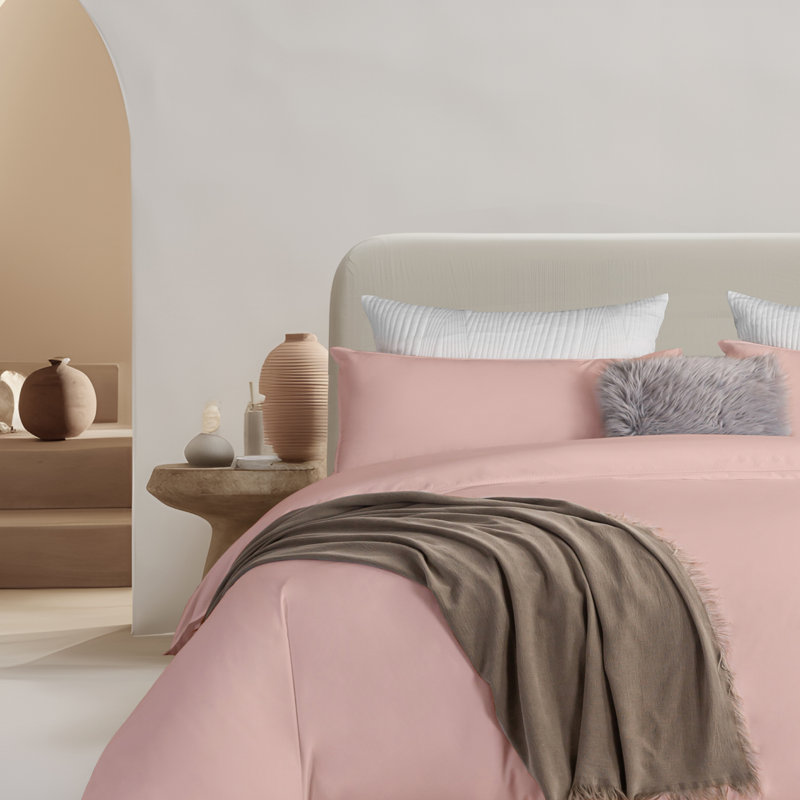 100% Cotton Duvet Cover, Queen Duvet Cover + 2 Standard Pillowcases, Pink