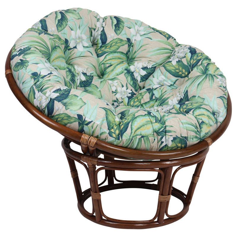 Outdoor Papasan Cushion (Cushion Only), 52" W x 52" D, Tan/Green/Blue/Tahiti Breeze Floral