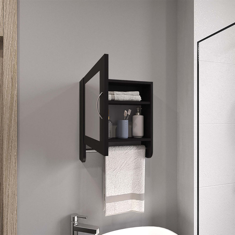Armoire à pharmacie 17,7 po avec porte-serviettes, une porte et deux tablettes intérieures pour la salle de bain et la cuisine