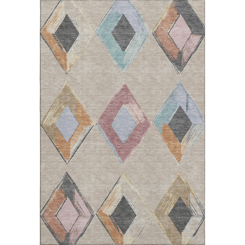 Premium Machine Washable Ariel Geometric Rug, Rectangle 5' x 7'6"