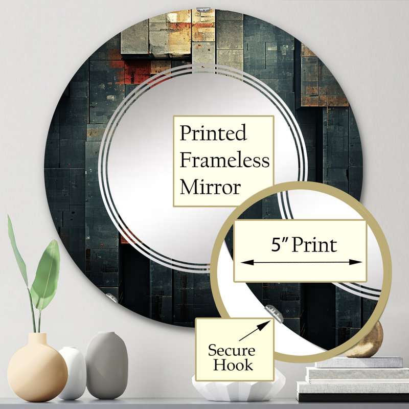 Mahonia - Miroir mural moderne rond, 24 po x 24 po
