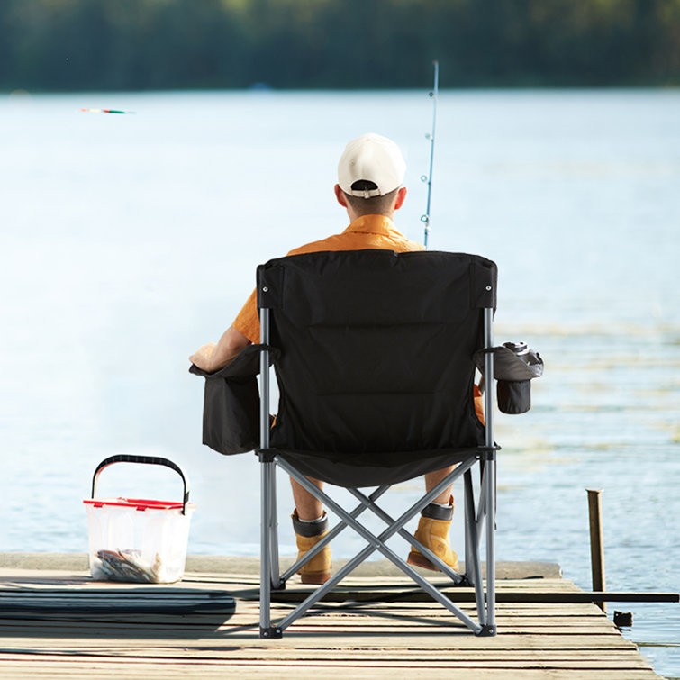 Fishing Chair with Backrest Rod Holder Folding Fishing Deck Chair Fisherman