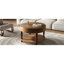 31.5" Round Coffee Table For Primary Living Space, Dual Storage Solution, Flip - Top Lid, Open Shelf, Solid Wood + , Quick Assembly, Walnut Style Table, Tabletop, Easy