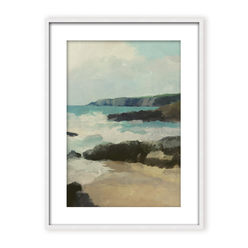 Coastal Retreat Rocky Beach, 48" H x 36" W x 2.375" D, Framed Canvas, White