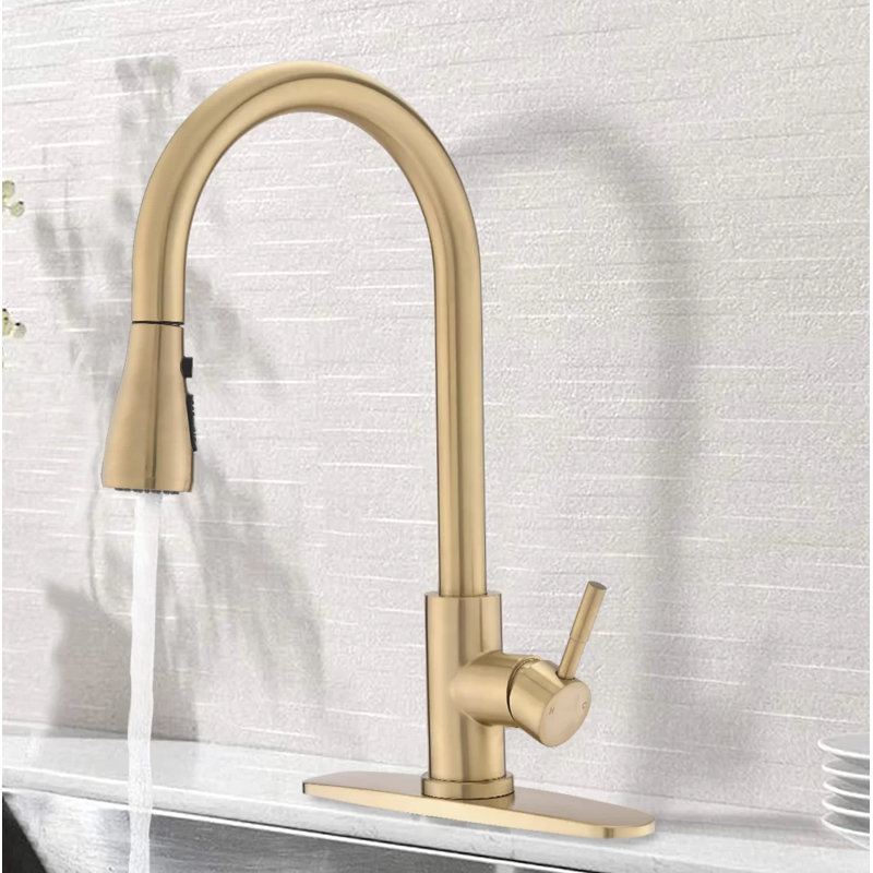 Robinet de cuisine profilé à douchette extractible, robinet d'évier monocommande à bec haut avec douchette multifonctions