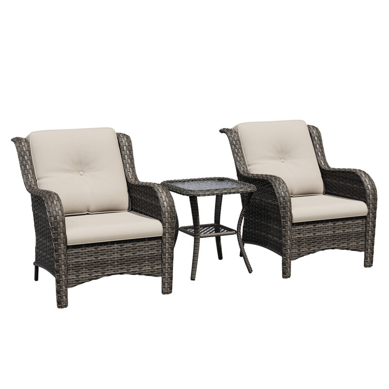 2 - Person Patio Conversation Set with Cushions, Beige