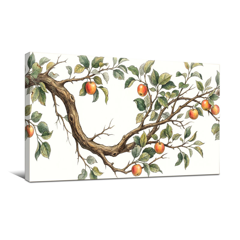 Plantes et fleurs, branche d'arbre fruitier avec feuilles et oranges, H 16 po x l 32 po