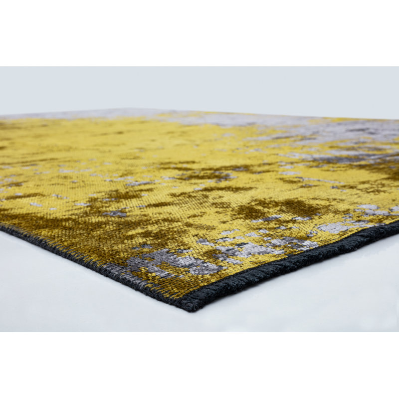 Rapture Gray/Yellow Abstract Luxury Area Rug, Rectangle 7'10" x 11'2"