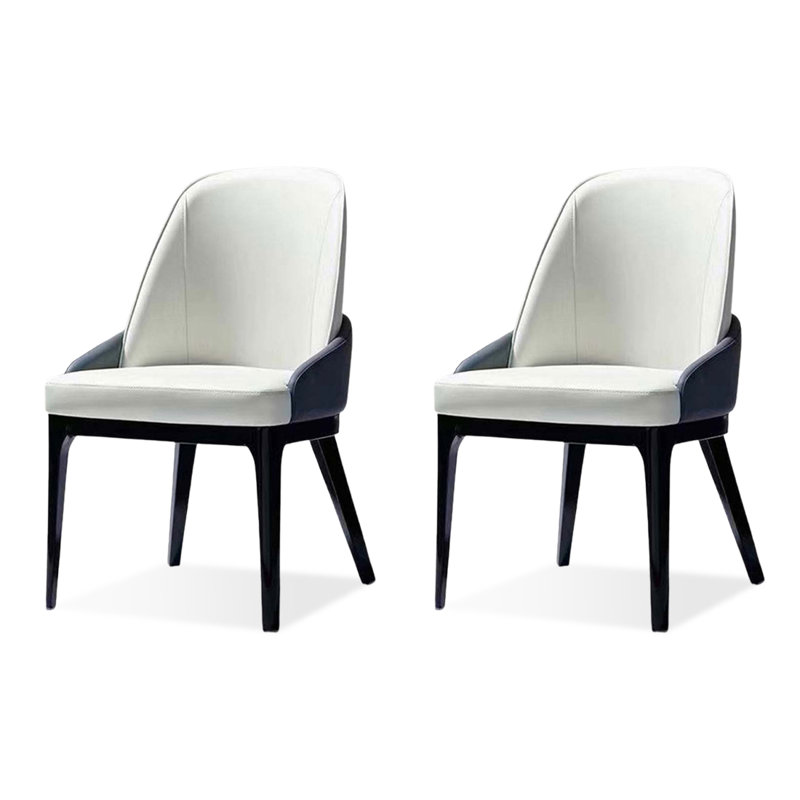 White Solid Back Iron Chair(Set of 2)