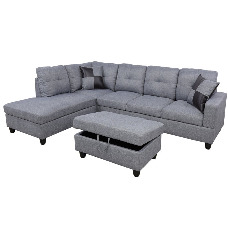 Palmer Square Upholstered Sectional, Left Hand Facing, Gray