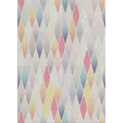 Tapis jaune/bleu/orange à motifs
