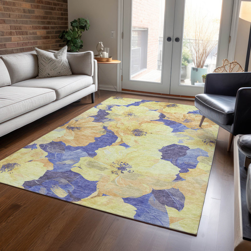 Machine Washable Indoor/Outdoor Claudian ACN1548 Wheat Rug, Rectangle 3' x 5'