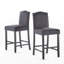 Ensemble de 2 tabourets de bar rembourrés à hauteur de comptoir de 26,25 po avec garniture cloutée, gris anthracite foncé et noyer, tissu