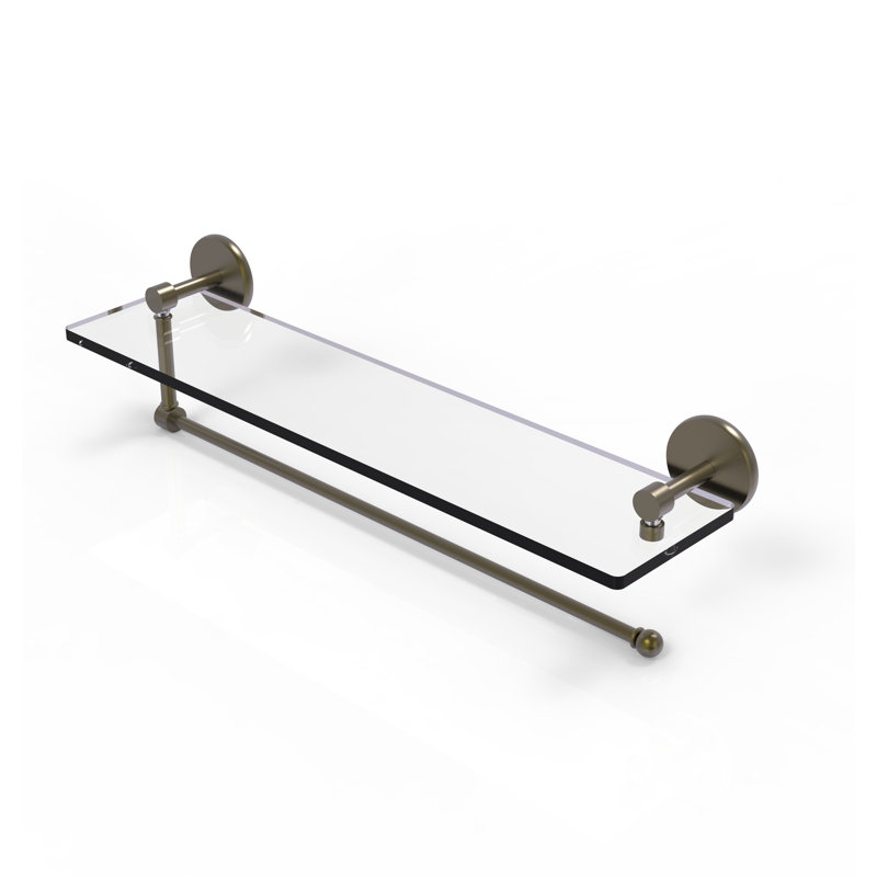 Dalston Bracket Shelf with Towel Bar, Antique Brass