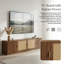 Console média moderne avec portes décoratives en rotin pour téléviseurs grand écran