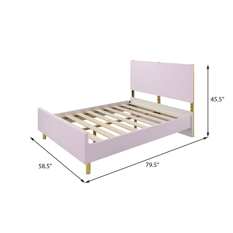 Lit plateforme Sare, Double, Rose
