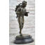 Statue art déco en bronze à base de marbre, écolier chinois