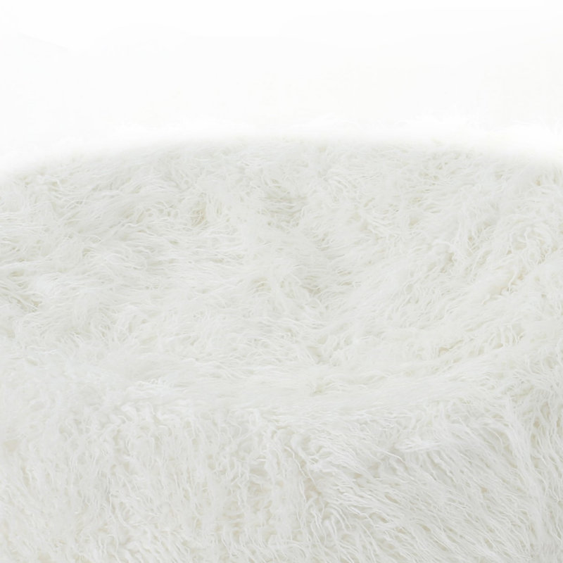 Fauteuil à billes arrondi en fausse fourrure Mahin, 5 pieds, Blanc