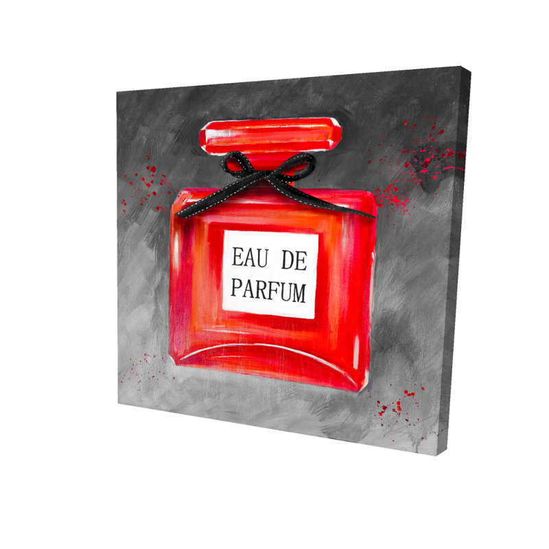 Parfum rouge bouteille - toile grise divers pour la décoration intérieure