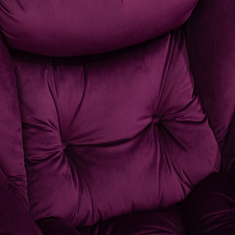 Biranna 31.5" Wide Modern Lazy Chair, Thick Padded Cozy Lounge Chair with Armrest, Dark Purple Velvet