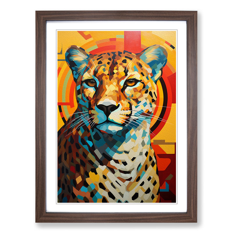 Cheetah Constructivism - Framed Print, Walnut Framed, 64cm H x 46cm W x 2cm D