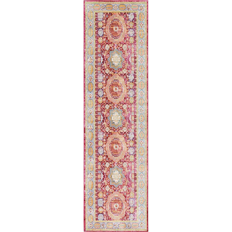 Tapis rouge / orange de style sud-ouest Donminique, Tapis de couloir 2 pi 7 po x 9 pi 10 po